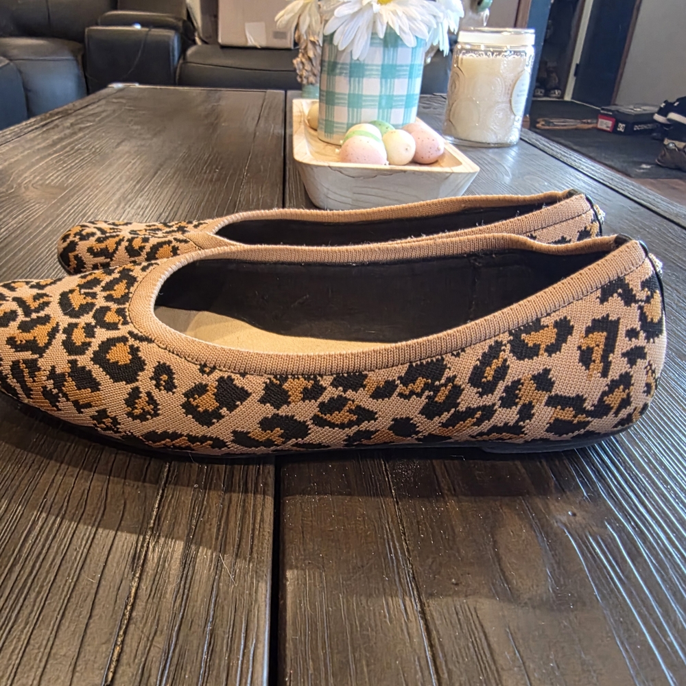 Anne Klein Leopard-Print Knit Ballet Flats in Tan and Black
